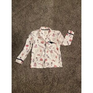 Victorias Secret Girly Glam Fashion Paris Pajama Flannel Top Loungewear Sleepwea